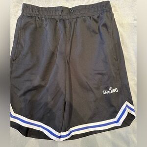 SPALDING Boys Size Youth Small Black White & Blue Athletic Shorts